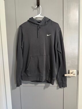 Nike Black Hooded Pullover Sweatshirt with White Swoosh